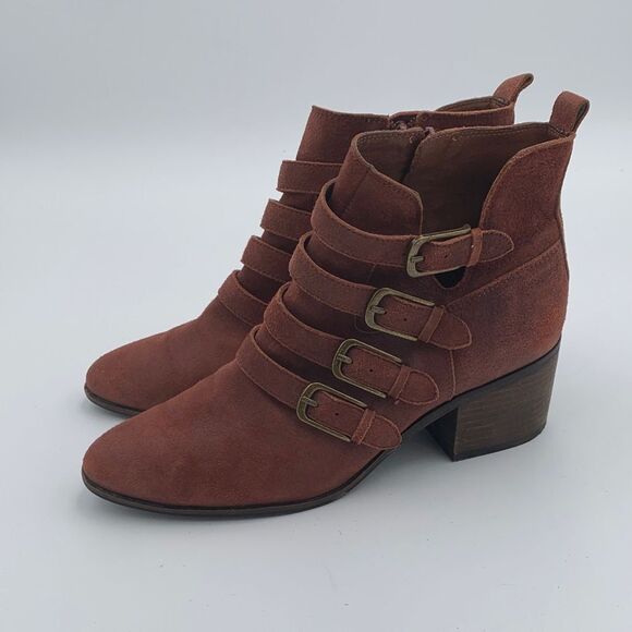 Lucky Brand equestrian style Suede Ankle Boots - Rust colored size 8.5 - Picture 4 of 12